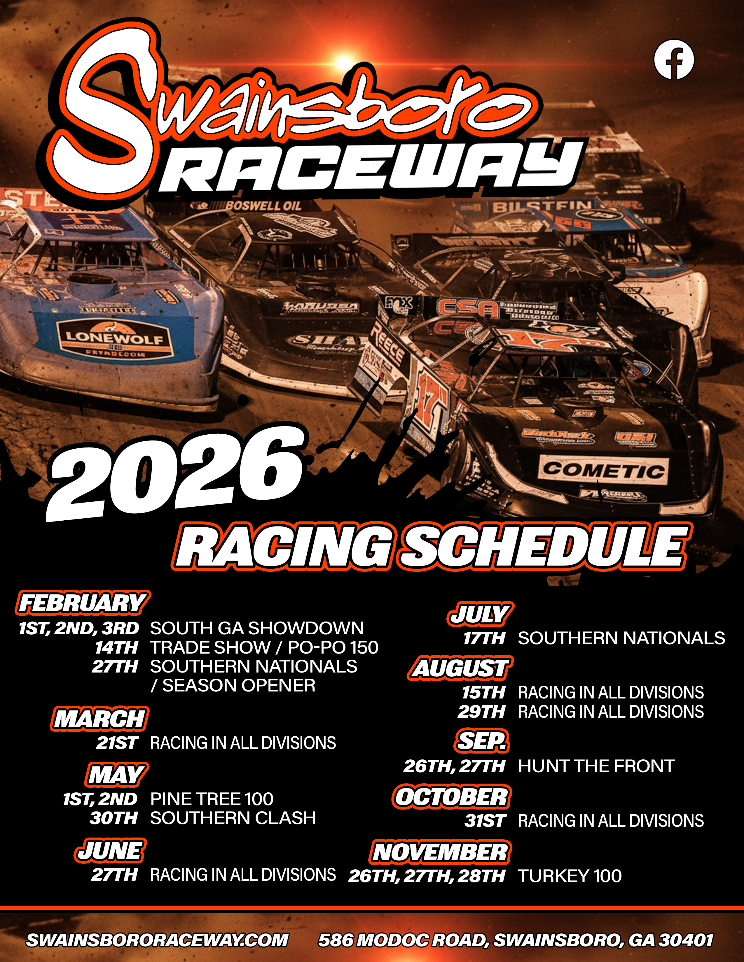 2026 Swainsboro Raceway Schedule